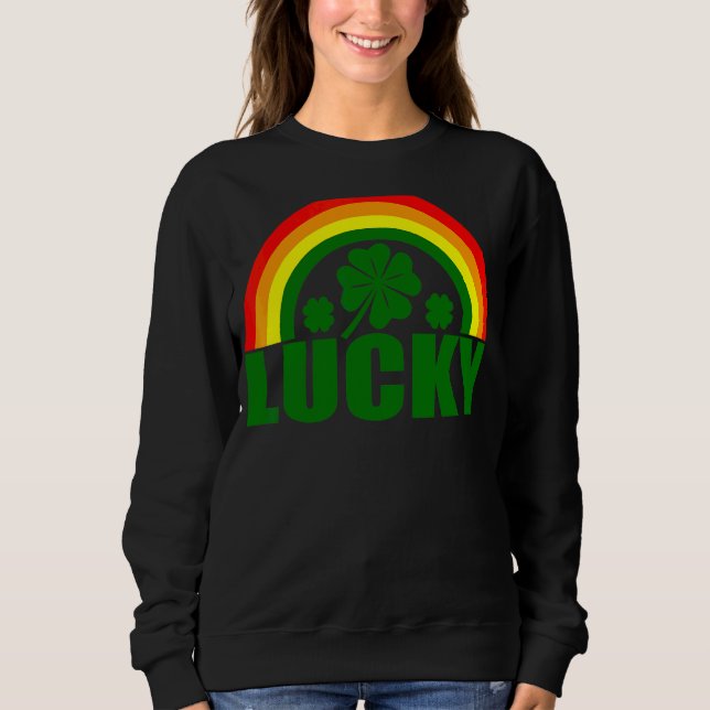 Sudadera Lucky Irish Four Leaf C St Patrick's Day Rainbow (Anverso)