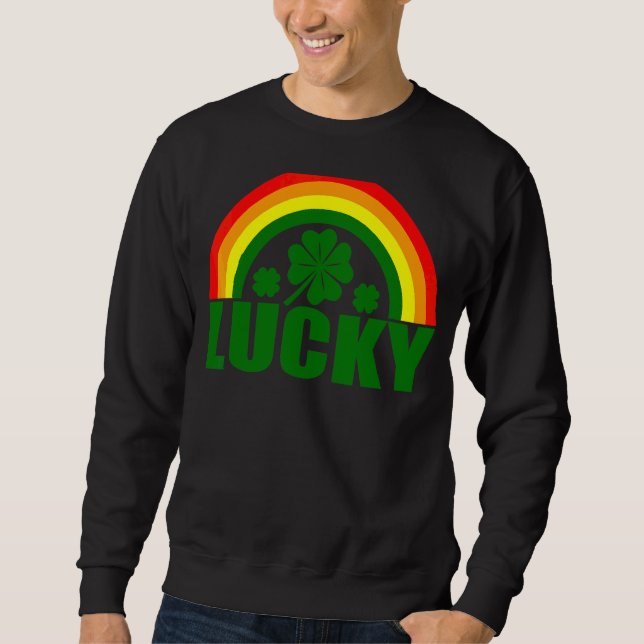 Sudadera Lucky Irish Four Leaf C St Patrick's Day Rainbow (Anverso)