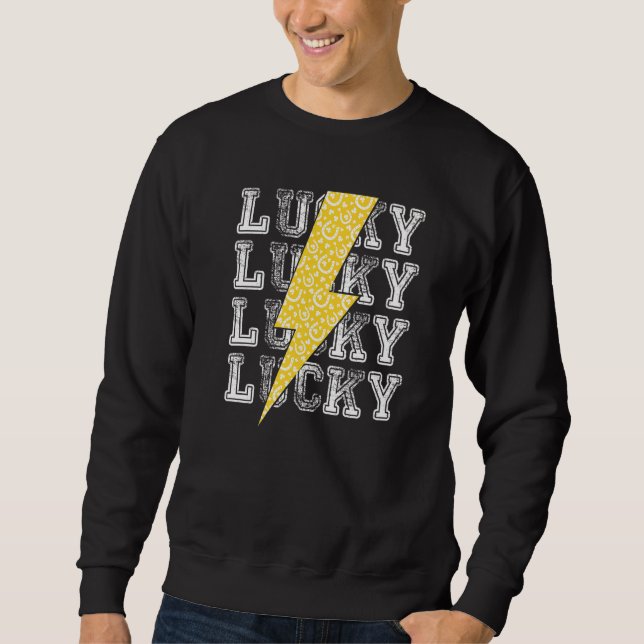 Sudadera Lucky Lightning Bolt St Patrick's Day C Horseshoe (Anverso)