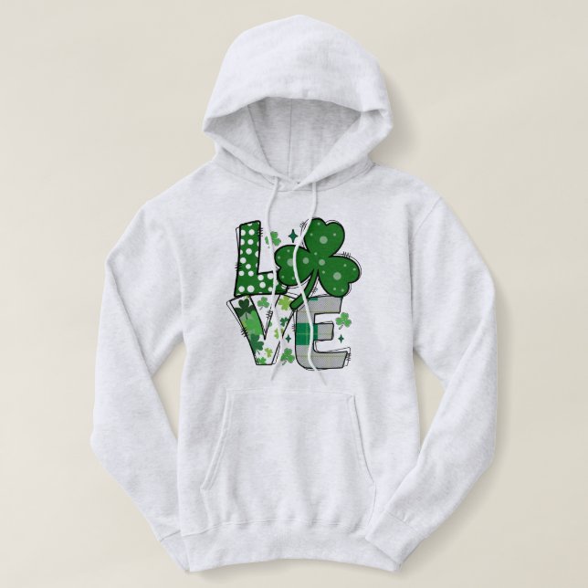 Sudadera Lucky LOVE St. Patrick's Day Hoodie (Diseño del anverso)
