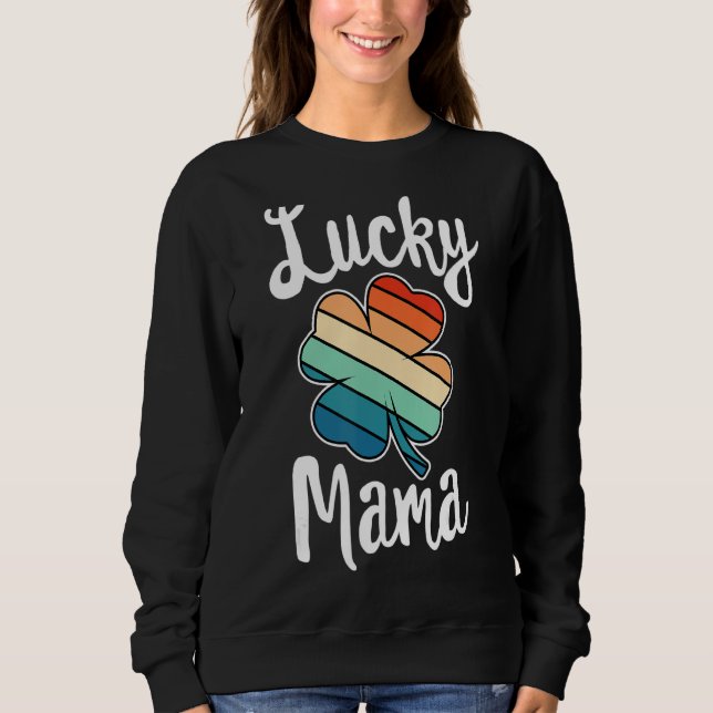 Sudadera Lucky Mama St Patricks Day Retro Shamrock Mom Moth (Anverso)