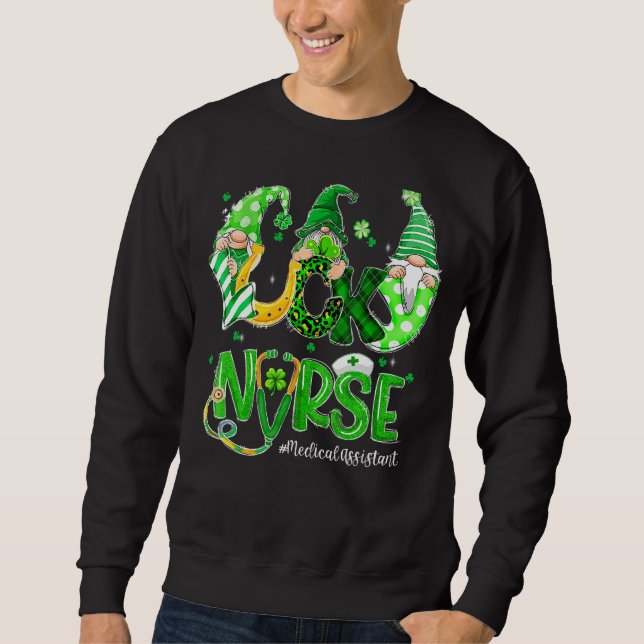 Sudadera Lucky Medical Assistant Gnomies Leopard St Patrick (Anverso)