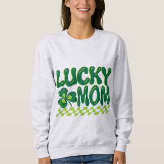 Sudadera Lucky Mom Shamrock Checkerboard St. Patrick's Day