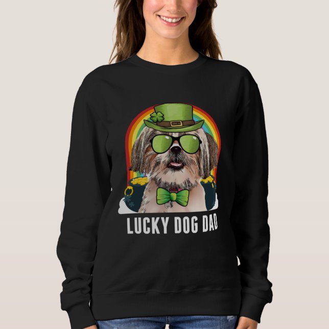Sudadera Lucky Shih Tzu Dog Dad St Patricks Day (Anverso)