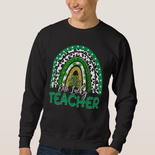 Sudadera Lucky Teacher Leopard Rainbow St Patricku2019 (Anverso)