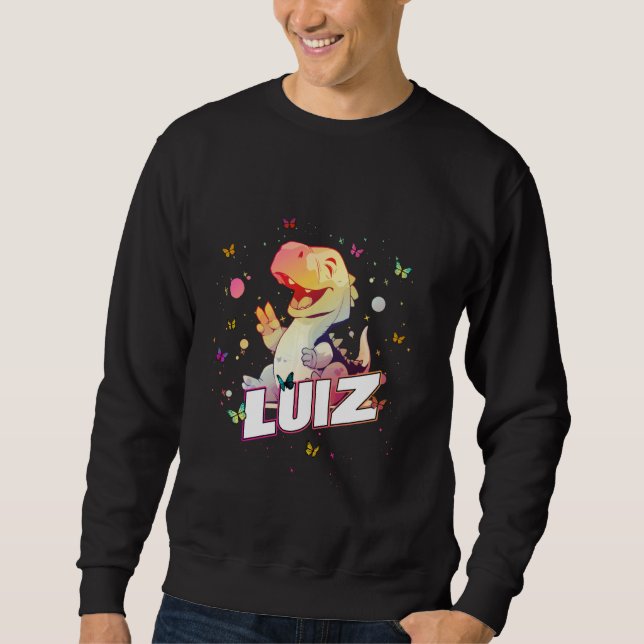 Sudadera LUIZ - Nombre de niño lindo con dinosaurio lindo (Anverso)