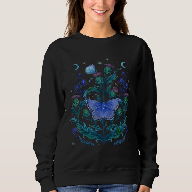 Sudadera Luna and Thistle Butterfly Blue Flower (Anverso)