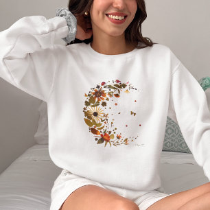 Sudadera Luna creciente floral l Obra de arte de flores pre