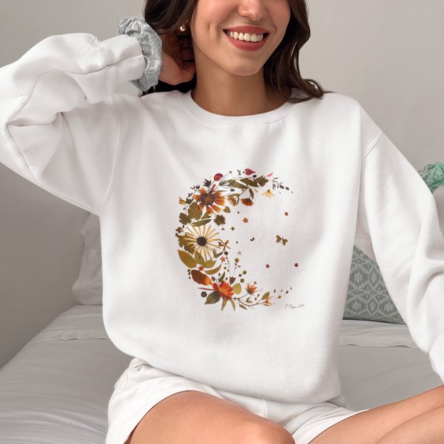 Sudadera Luna creciente floral l Obra de arte de flores pre (Subido por el creador)