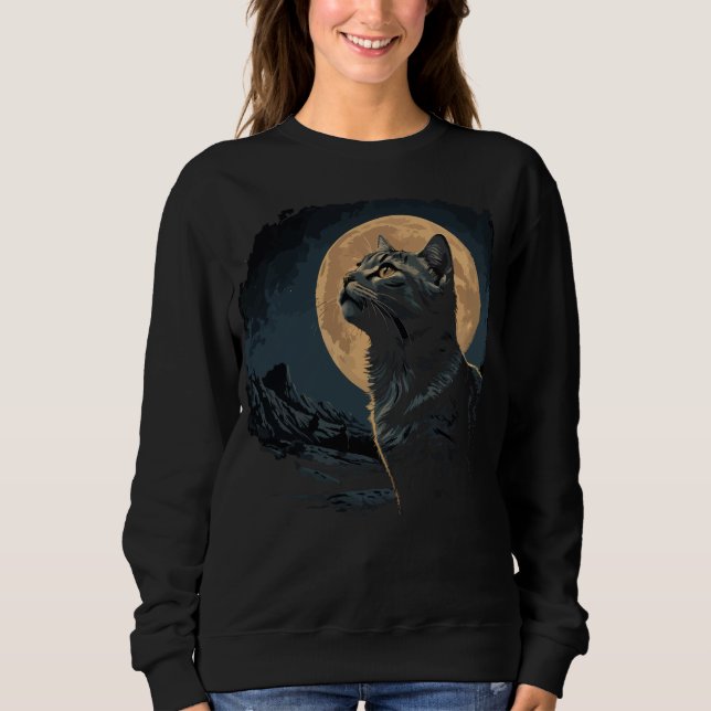 Sudadera Luna de gato negro vintage (Anverso)