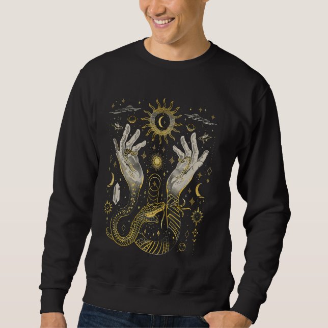 Sudadera luna de serpiente mística y ansia de cristales de  (Anverso)
