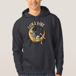 Sudadera Luna Vibe – Esqueleto Cósmico Relajándose en la Lu