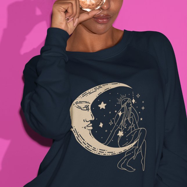 Sudadera Luna y estrellas de mujeres celestes, boho, oro el (Subido por el creador)