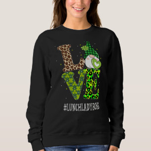 Sudadera Lunch Lady Boss Love St Patricks Day Gnome Leopard