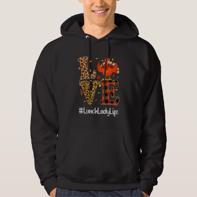 Sudadera Lunch Lady Life Love Thanksgiving Leopard Turkey A (Anverso)