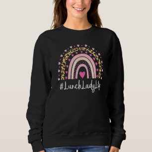 Sudadera Lunch Lady Teacher Life Leopard Imprimir Boho Arco