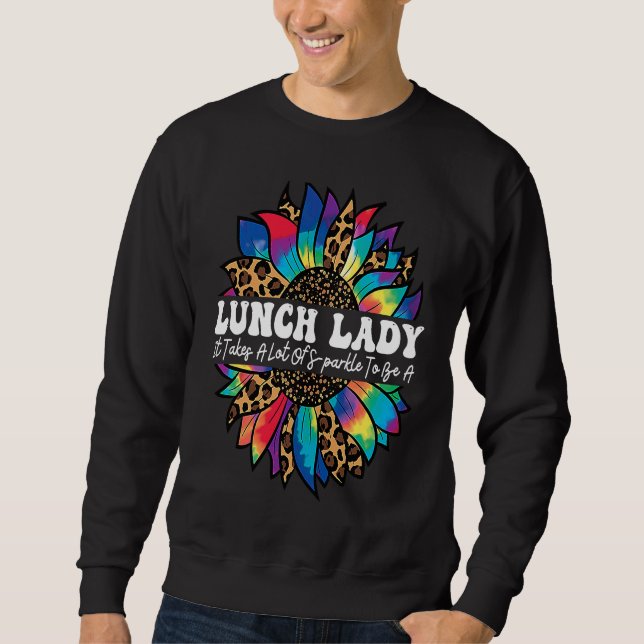Sudadera Lunch Lady Work Cafeteria Sunflower Leopard Thanks (Anverso)