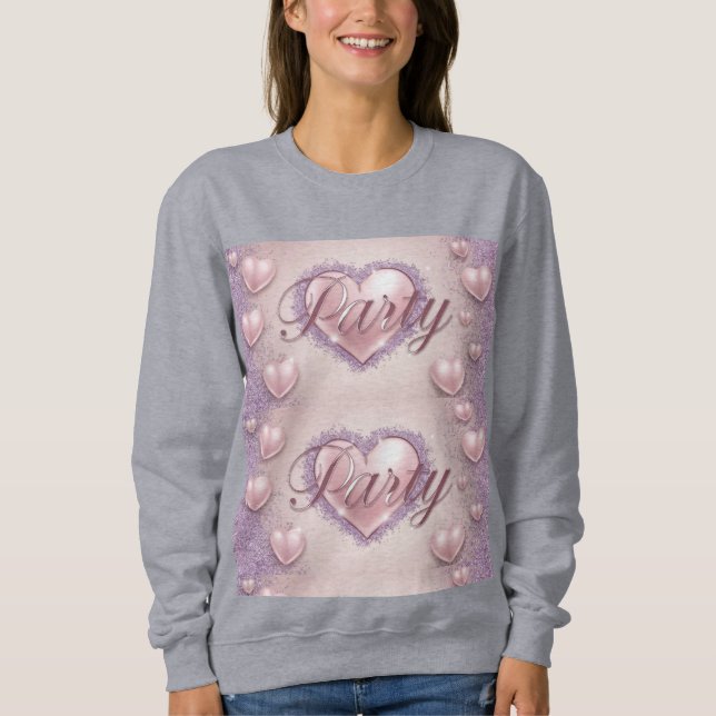 Sudadera Luxe Pink Hearts Lavender Purpurina Fiesta Sweatsh (Anverso)