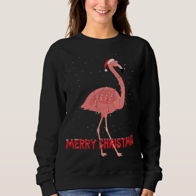 Sudadera Luz de árbol de navidad de flamingo mate (Anverso)