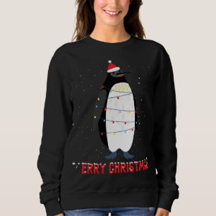 Sudadera Luz de árbol de navidad de pingüino lindo