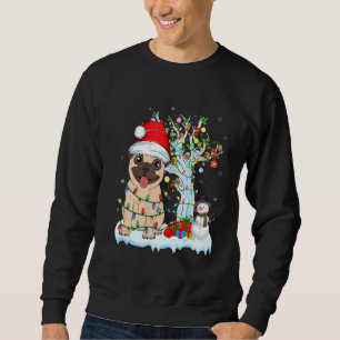 Sudadera Luz De árbol De Navidad Pug Santa Perro Navidad Pu