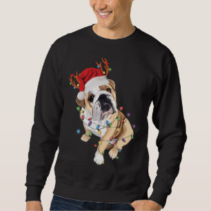 Sudadera Luz de los Navidades de renos de Santa Hat, Bulldo
