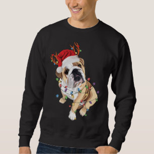 Sudadera Luz de los Navidades de renos de Santa Hat, Bulldo
