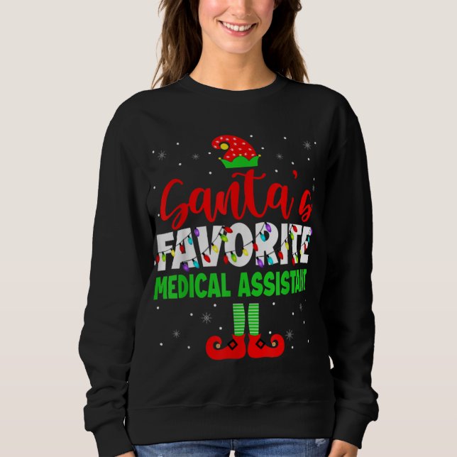 Sudadera Luz de Navidades de asistente médico favorito de S (Anverso)