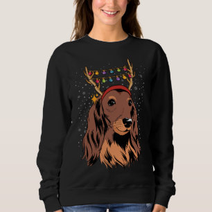 Sudadera Luz del árbol de navidad de reno de pelo largo de 