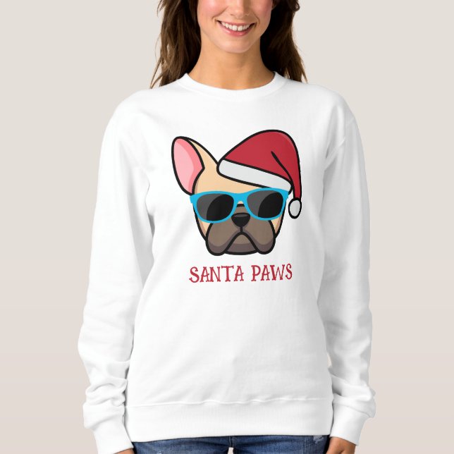 Sudadera Luz Divertida Frenchie Santa Patas Navidad (Anverso)