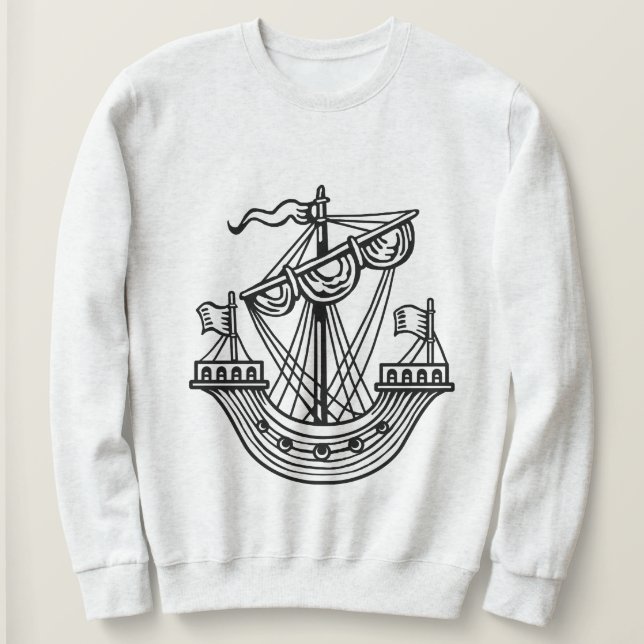 Sudadera Lymphad (barco heráldico) - Camiseta negra (Anverso del diseño)
