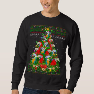 Sudadera Macaw Bird Xmas Light Tree Santa Macaw Ugly Chr