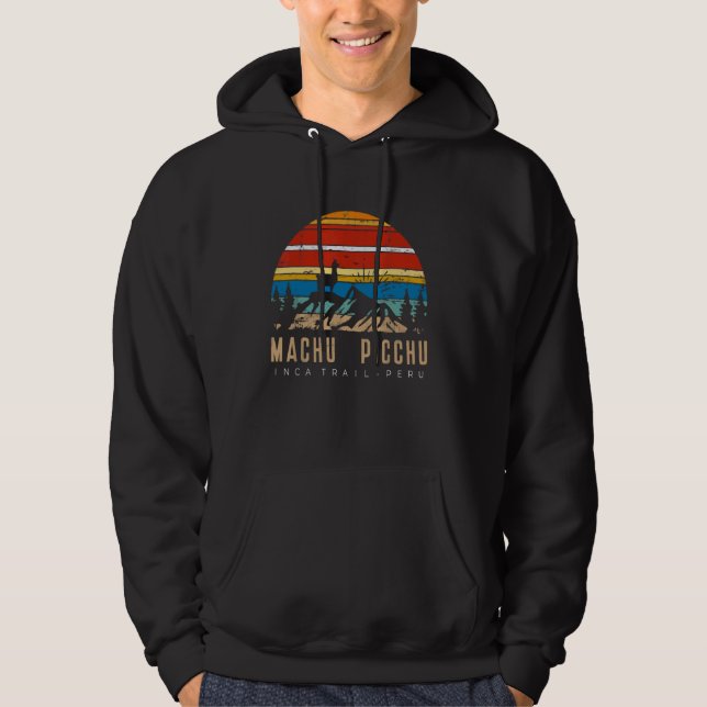 Sudadera Machu Picchu Retro Llama - Cuzco Perú - Perú Inca (Anverso)