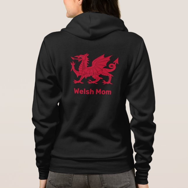 Sudadera Madera galesa, Dragón rojo y moda de Gales / Cymru (Reverso)