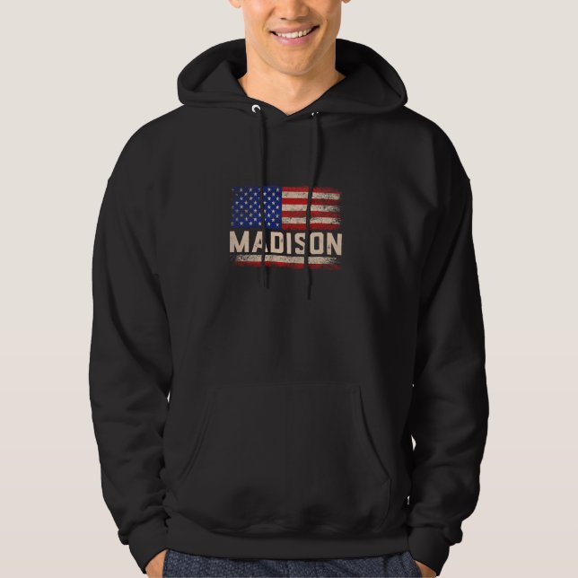 Sudadera Madison First Name Shirt Madison Name American Fla (Anverso)