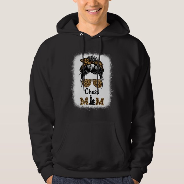 Sudadera Madre de Ajedrez Estampado de Leopardo Blanqueado  (Anverso)