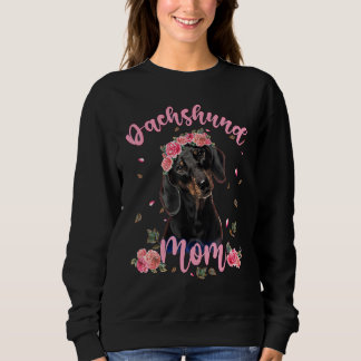 Sudadera Madre de Dachshund, mujeres de perros de flores