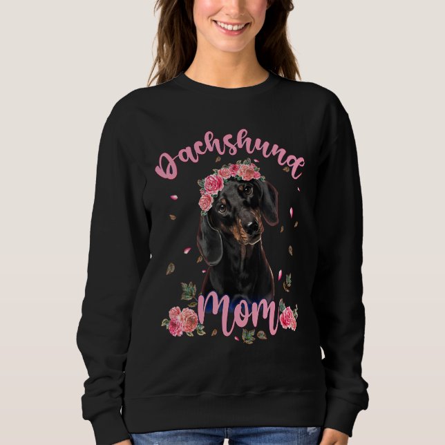 Sudadera Madre de Dachshund, mujeres de perros de flores (Anverso)
