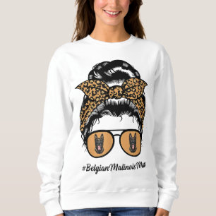 Sudadera Madre de perro maliní belga Messy Hair Bun Leopard