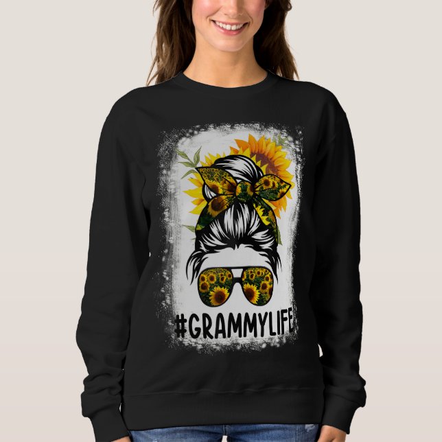 Sudadera Madre de una mujer girasol con el pelo desordenado (Anverso)