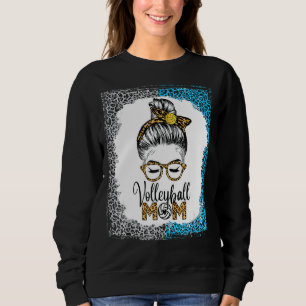 Sudadera Madre de voleibol, vida, desordenada madre de leop