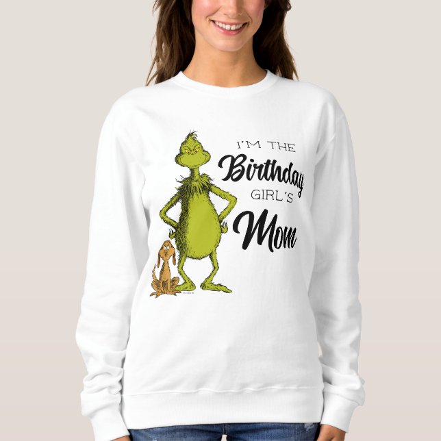 Sudadera Madre del Chica de cumpleaños Grinch Chalkboard (Anverso)