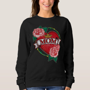 Sudadera Madre del corazón con estilo de tatuaje ornamental