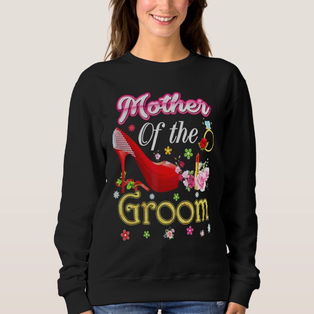 Sudadera Madre Del Groom Feliz Boda Flor Zapato Rosa (Anverso)