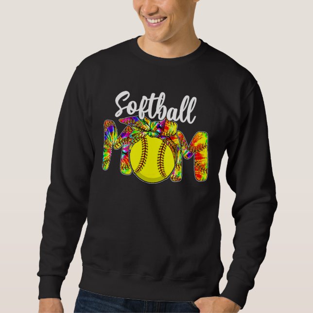 Sudadera Madre Del Softball De Tie Dye, Madre Del Jugador D (Anverso)