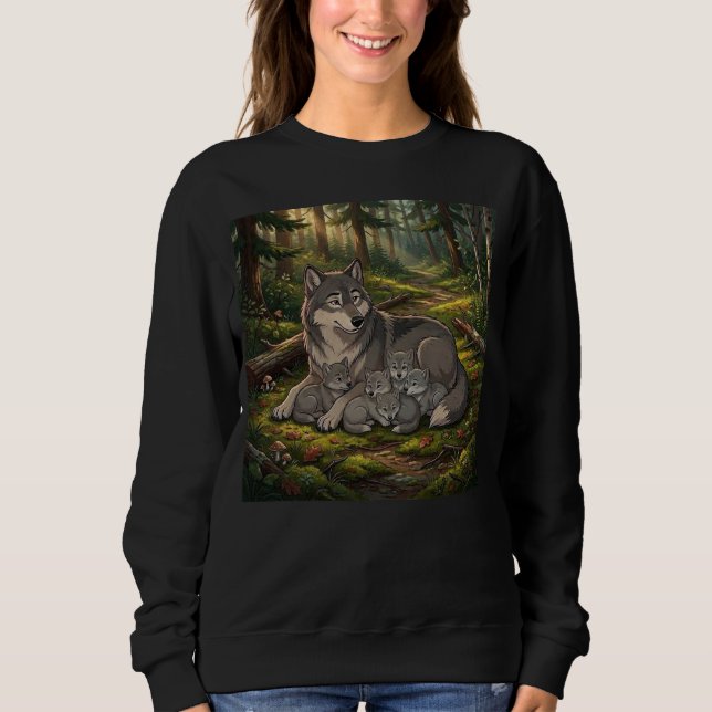Sudadera Madre Loba Y Cachorros   (Anverso)