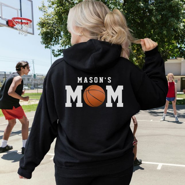 Sudadera Madre madre de básquetbol, padre de familia negro (Basketball Mom Kid's Name Parent Black Hoodie
)