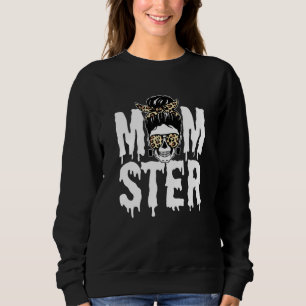 Sudadera Madre mami halloween mamá Monster Skull Leopardo