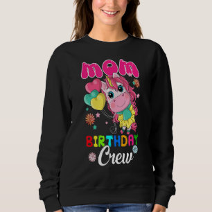 Sudadera Madre tripulación de cumpleaños, unicornio flor de