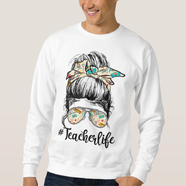 Sudadera Maestra aburrida Chica de bollo enseñando la vida  (Anverso)